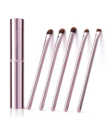 5Pcs Pink Eye Makeup Brushes Set with Case - Eyeshadow, Eyeliner, Concealer, Blending, Eyebrow Brushes - Travel Friendly - Buy Online on GoSupps.com