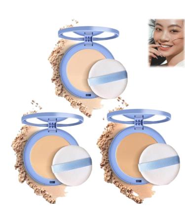 Wet and Dry Matte Powder, GAGK Matte Perfection Pressed PowderOil Control Face Pressed Powder, Waterproof Long Lasting, Compact Finishing Powder, Oil Control (3pcs)