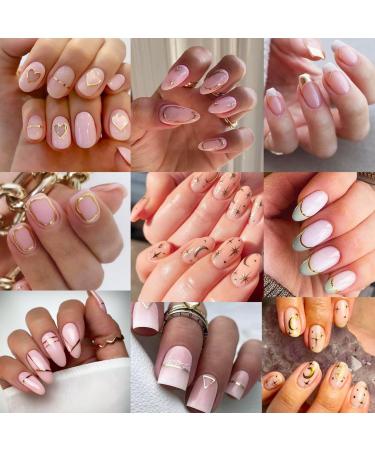 30 Sheets Gold Nail Stickers - Self-Adhesive 3D Geometric & Letter Decals for Nail Art | French Tip & DIY Supplies - Buy Online on GoSupps.com