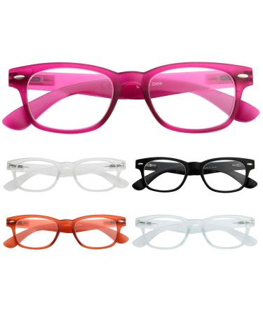 Eyekepper Ladies Reading Glasses - 5 Pack Retro Readers for Women +3.25 5 Pairs Mix 3.25 x