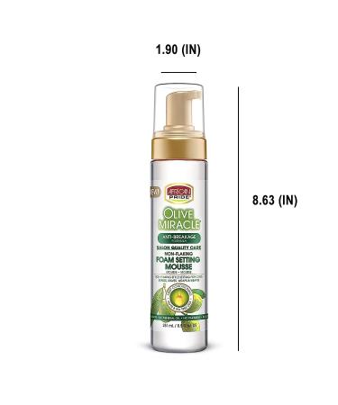 African Pride Olive Miracle Foam Setting Hair Mousse 8.5 oz - Frizz & Shine Control for Curls, Braids, Weaves, Wigs, Waves - Buy Online on GoSupps.com