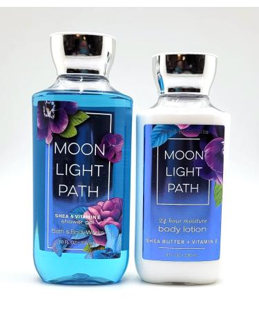 Bath and Body Works Signature Classics Pleasures Collection Body Lotion and Shower Gel Gift Set Men or Women (Moonlight Path)