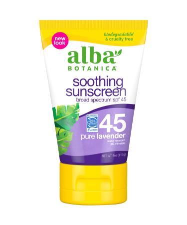 Alba Botanica Soothing Sunscreen SPF 45 Pure Lavender 113 g (4 oz)