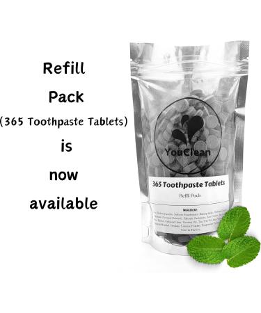 90 Charcoal Mint Toothpaste Tablets - Eco-Friendly Refill Glass Tube Nano Hydroxyapatite Fluoride-Free Vegan - Perfect for Travel & Home Office - Buy Online on GoSupps.com