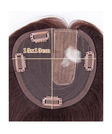 Smooth Silk Base Real Hair Topper - 30 cm Medium Brown One-Piece Crown Closure with Clips - Buy Online on GoSupps.com