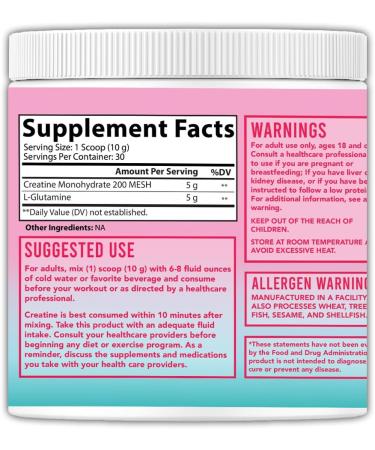 Better Booty Glute Scoop Creatine for Women Creatine + L Glutamine Amino Acid Perfect Drink Mix Supplement Unflavored (300 Grams 30 Servings) 10.58 Ounce (Pack of 1) - Buy Online on GoSupps.com