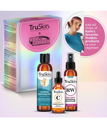 TruSkin x Kylie Skincare Gift Set - Vitamin C Serum Cleansing Milk & Rose Water Spray - Exclusive Kylie Cantrall Kit for Glowing Skin - Buy Online on GoSupps.com