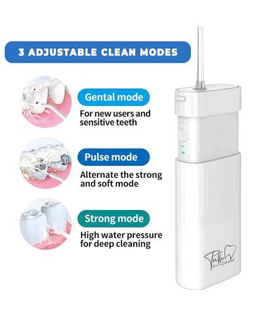 Shop Tuth Premium Dental Water Flosser - Portable Oral Irrigator with 4 Tips 3 Jet Settings IPX7 Waterproof - Ideal for Travel - Buy Online on GoSupps.com