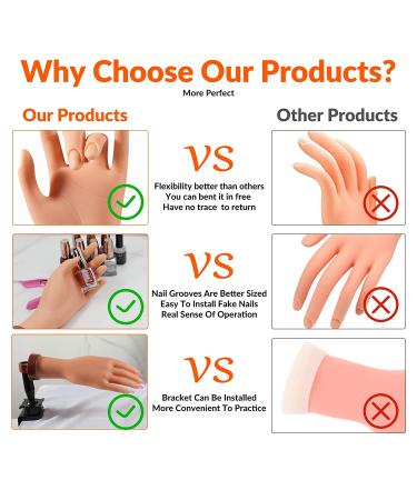 Flexible Acrylic Practice Hand for Nails Art Training - 1Pcs Nude Mannequin Hand - Buy Online on GoSupps.com