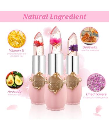 Mengxin Jelly Lipstick Set - 6 Color PH Color Change Waterproof Lip Balm with Flower - Long-lasting Birthday & Christmas Gift - Buy Online on GoSupps.com