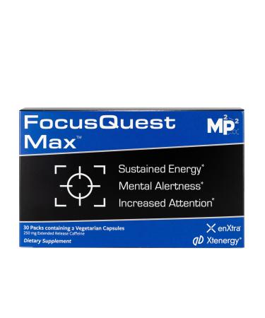 FocusQuest Max Focus Supplement with Extended Release Caffeine and L-Theanine Nootropic Supplement for Energy and Productivity - Vegan Gluten-Free for Professionals Students Busy Moms and Fitness