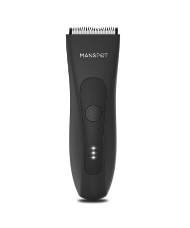 MANSPOT Groin Hair Trimmer for Men, Electric Ball Trimmer/Shaver, Replaceable Ceramic Blade Heads, Waterproof Wet/Dry Groin & Body Shaver Groomer, 90 Minutes Shaving After Fully Charged Black