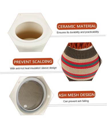 Healeved Ceramic Burner Set for Chinese Medicine - Hand Massage Cup Holder & Moxibustion Hose 10x6.5x6.54cm | International Shipping Available - Buy Online on GoSupps.com