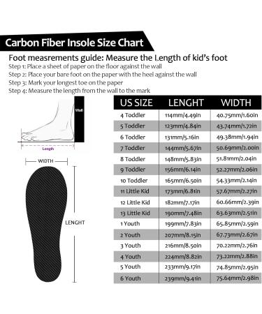 Kids Carbon Fiber Insoles for Tip Toe Walking | Rigid Shoe Inserts for Healthy Habits | Plantar Fasciitis Relief | Size 12 Little Kid (182mm - Buy Online on GoSupps.com