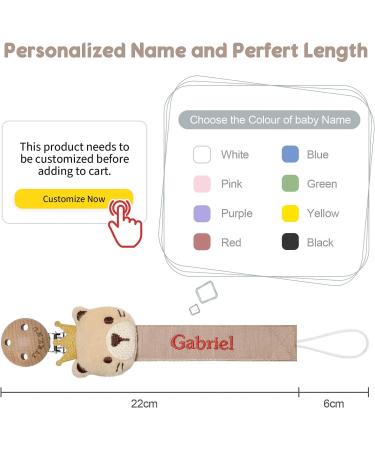 Personalized Dummy Clip for Baby | Custom Name Soother Pacifier Holder Set | BPA-Free | Unisex Newborn Gift | Bear Design - Buy Online on GoSupps.com