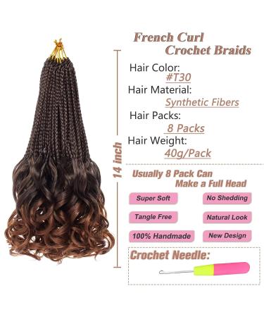 RuiYok French Curl Crochet Braids 14 Inch Ombre Brown Goddess Box Braids - Pack of 8 | T30 - Buy Online on GoSupps.com