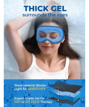 3D Gel Cooling Eye Mask for Sleeping | Cold Eye Compress for Migraine Relief | Weighted Blackout Mask for Puffy & Dry Eyes - Blue - Buy Online on GoSupps.com