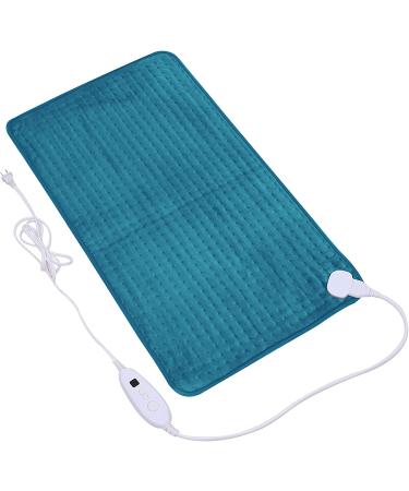 Ruqiji 17''x33'' XXXL King Size Fast-Heating Flannel Electric Heating Pad - 6 Temperature Settings, Pain Relief for Back, Neck, Shoulders, Abdomen, Legs - Light Teal - Buy Online on GoSupps.com