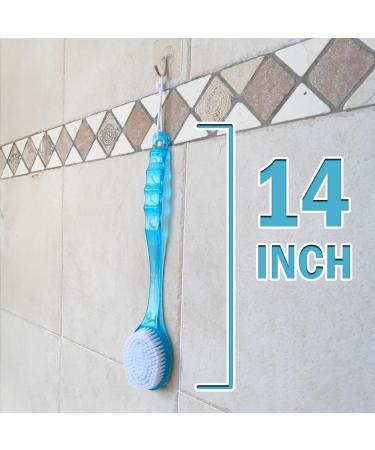 Bath Body Brush - Long Handle Exfoliating Back & Feet Scrubber | Blue | International Shipping - Buy Online on GoSupps.com