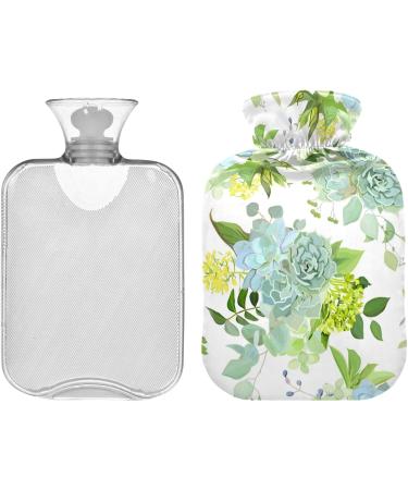 Shop Naanle 2L Hot Water Bottle with Lid - Transparent Spring Succulent Design for Menstrual Cramps & Pain Relief | Heat & Cold Therapy - Buy Online on GoSupps.com