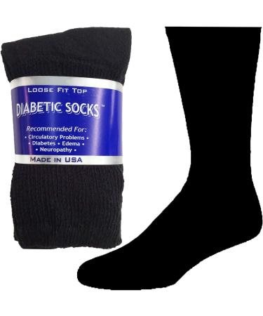 6 Pairs Mens Black & White Diabetic Crew Socks 13-15 Size - MADE IN USA - Buy Online on GoSupps.com