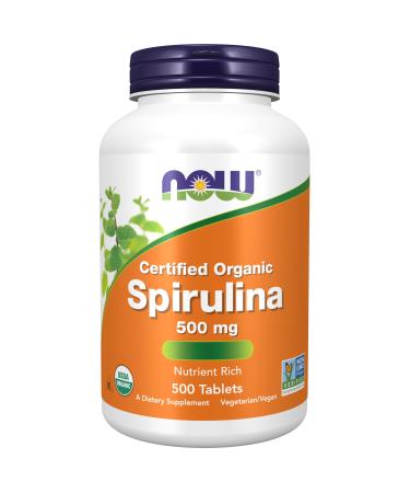 Now Foods Certified Organic Spirulina 500mg 500 Vegan Tablets Lab Tested Soy Free Gluten Free Vegetarian