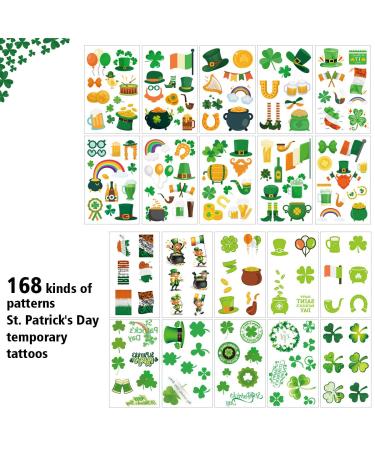 168 PCS St Patricks Day Tattoos Stickers - Shamrock Temporary Irish Tattoos for Parade Party Favors - Buy Online on GoSupps.com
