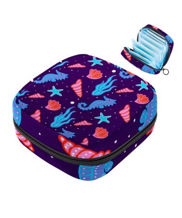 Sweet Coral Lake Horse Pattern women's binding storage bag large menstrual cup pocket with zipper periodic inserts bags panty liners tampons for girls and women multicolored 01