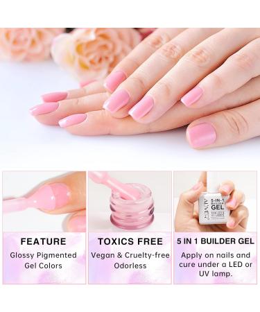 5 in 1 Builder Gel - Pink UV/LED Nail Base Coat for Strong Nails - 15ML - Buy Online on GoSupps.com