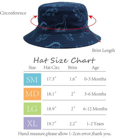 XIAOHAWANG Baby Boy Sun Hat - Dinosaur Bucket Hat for Infant Toddler | Navy, 0-3 Months - Buy Online on GoSupps.com