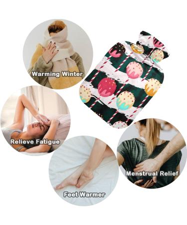 Naanle Striped Sweet Hot Water Bottle with Cover - 1L Transparent Warm Water Bottle for Pain Relief & Heat Therapy | Ideal for Bed Hands & Feet - Buy Online on GoSupps.com