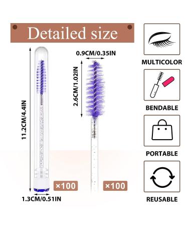 200 Piece Mascara Wand Set with 100 Lash Spoolies and Diamond Empty Brush - Colorful Eyebrow Applicator for Eyelash Extensions - Buy Online on GoSupps.com