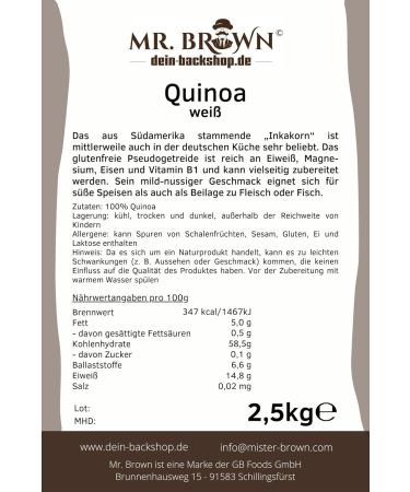 Premium 2.5kg White Quinoa - Organic Gluten-Free & International Shipping Available - Buy Online on GoSupps.com