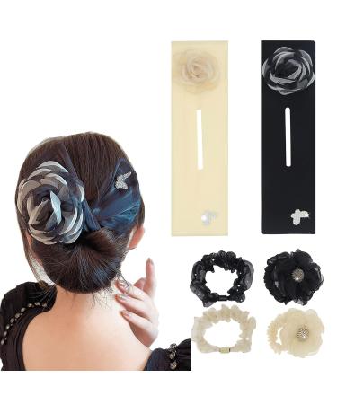 K&Y 6 PCS Elegant Flower Butterfly Hair Curler Bun Maker Set - Mixed Color 1 | Hair Accessories for Ponytails, Buns, Updos, and Braids - Buy Online on GoSupps.com