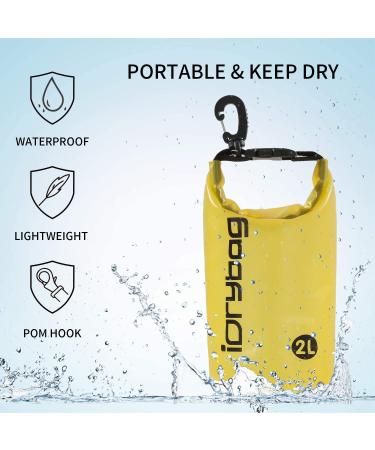 IDRYBAG Clear Waterproof Dry Bag 2L - Lightweight Floating Dry Sack for Water Sports - Yellow - Buy Online on GoSupps.com