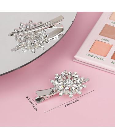 2PCS Crystal Hair Clips Rhinestone Flower Hair Clip Bling Hair Accessories for Women Bride Bridesmaid French Hairpins Fancy Hair Barrettes Hair Jewelry - Buy Online on GoSupps.com