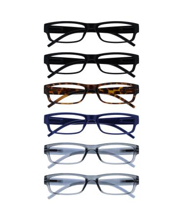 Opulize Unisex Ace Reading Glasses +1.00 Magnification Black / Brown / Dark Blue / Grey