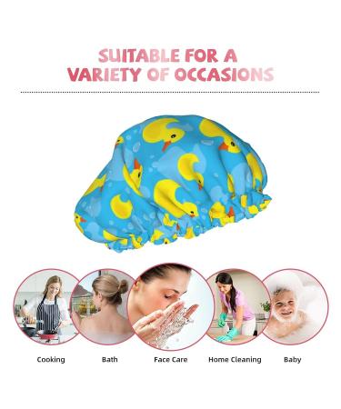 Reusable Double Layer Rubber Duck Shower Cap for Women - Waterproof & Adjustable - Ideal for All Long Hair Lengths - Buy Online on GoSupps.com