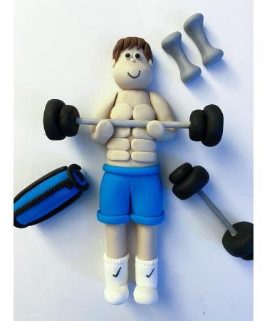 Gym weightlifter edible cake topper decoration