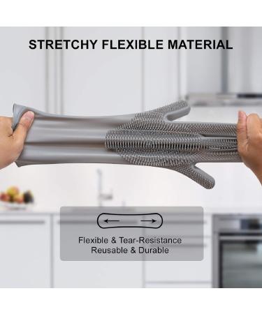 Dishwashing Gloves YIWANDA Reusable Silicone Pair of Rubber Scrubbing Gloves for Dishes Cleaning Gloves Magic Washing Gloves with Sponge Scrubbers for Kitchen Bathroom Car(Grey) - Buy Online on GoSupps.com