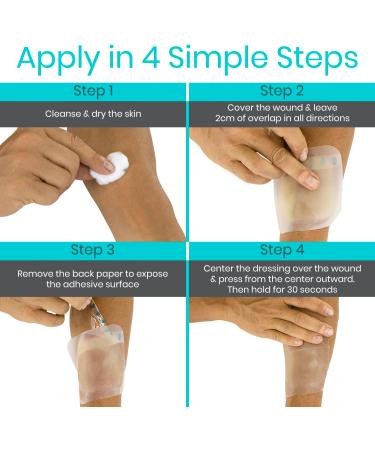ViveCare Hydrocolloid Bandages 6x6 | Large Sterile Hydrocolloid Dressings for Blisters Burns & Bed Sores | Waterproof 5 Pack - Buy Online on GoSupps.com