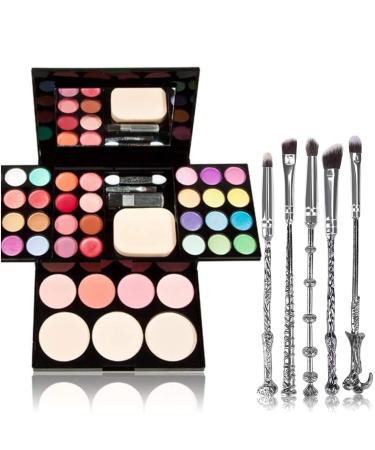 Make-up Palettes Professional Cosmetic Makeup Palette Set Kit-Eyeshadow & Blusher & Face Powder & Lip Gloss + 5Pcs Harry Wand Eyeshadow Makeup Brushes 5Pcs Wand+39 Eyeshadow Palette