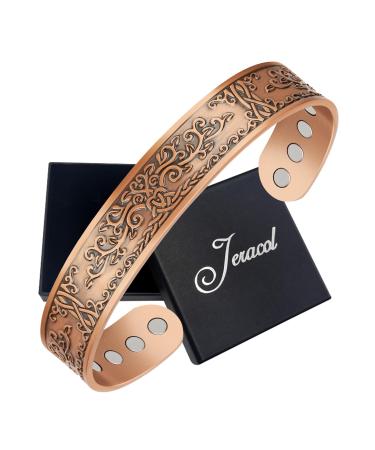 Jeracol Copper Bracelet for Men Women -99.99% Solid Pure Copper Magnetic Bracelet -12X Ultra Strength Brazaletes Jewelry with Gift Box(3800 Gauss) Family Tree - Buy Online on GoSupps.com