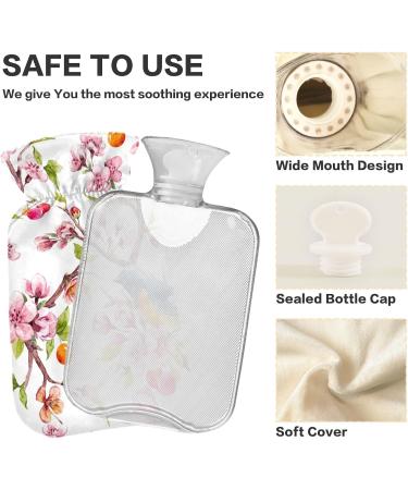 Cherry Flower Leaves Hot Water Bottle with Cover - 1L Pain Relief BPA-Free Warm Stool for Back Pain & Hot/Cold Therapy - Buy Online on GoSupps.com