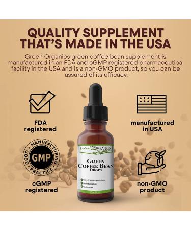 Green Organics Green Coffee Bean Liquid Extract - 2 Fl Oz | Weight Loss Supplements | Suppresses Appetite, Boosts Metabolism | 100% Natural | No Preservatives or Additives - Buy Online on GoSupps.com