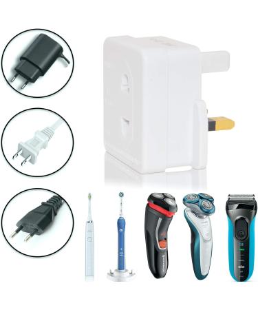 Buy UK 2 Pin to 3 Pin 1A Fuse Adapter Plug for Shaver & Toothbrush - International Shipping Available - Buy Online on GoSupps.com