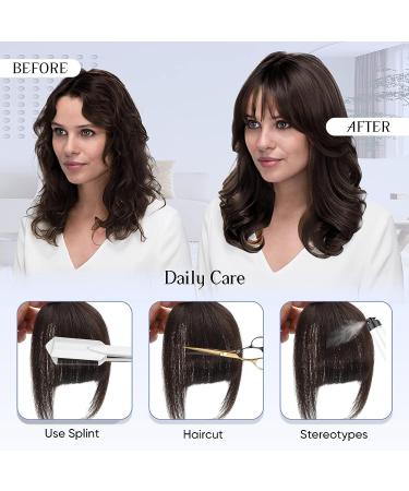 100% Human Hair Wispy Bangs - Clip in Easy French Extensions for Daily Wear-Dark Brown - Buy Online on GoSupps.com