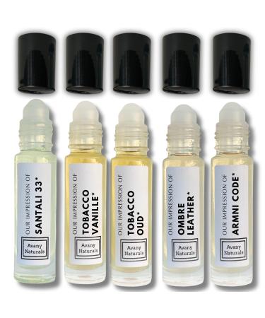 Mens Cologne Sampler Sets - Travel Size Perfume Scented Body Oil Alt Fragrances Replicant Perfume Roll on Mini Perfume Bottle for Man 5 pc (Cozy Vibes)