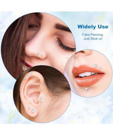4 Sheets Face Gem Rhinestone Stickers - Non-Piercing Fake Nose Studs - Self-Adhesive Y2K Bling Jewelry for Halloween & Parties - Buy Online on GoSupps.com