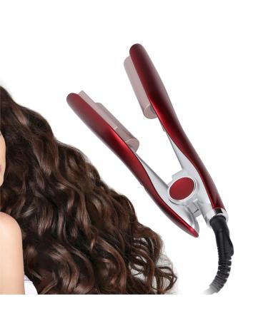 Curling iron hair curler U-shaped roller design PTC heating for safety and anti-scalding Automatically 5 modes adjustable Lightweight portable hair Curling iron Red(US)